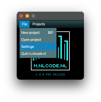 main | File | Settings