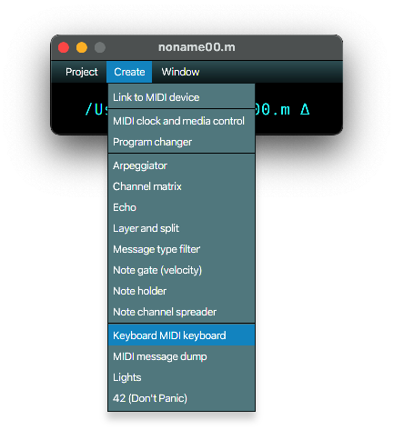 project | Create | Keyboard MIDI keyboard